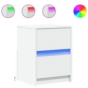 vidaXL Nočna omarica z LED lučkami 2 kosa bel inženirski les