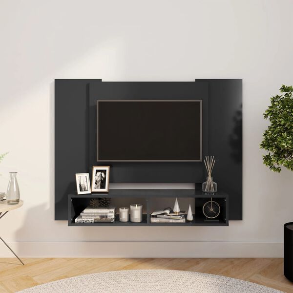 vidaXL Stenska TV omarica siva 120x23,5x90 cm inženirski les