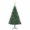 vidaXL Umetna osvetljena novoletna jelka z bunkicami zelena 210 cm PVC