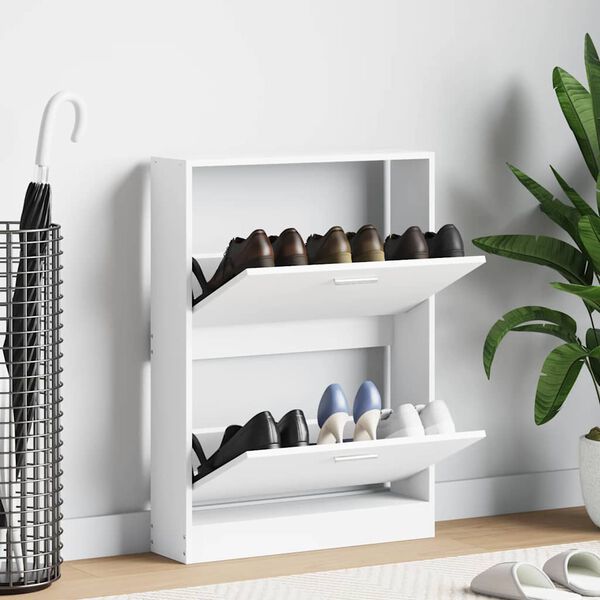 vidaXL Omarica za čevlje bela 59x17x81 cm inženirski les