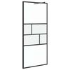 vidaXL Stena za odprto prho Črna 87 x 195 x 0,5 cm Steklo in aluminij