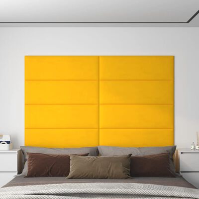 vidaXL Stenski paneli 12 kosov rumeni 90x30 cm žamet 3,24 m²