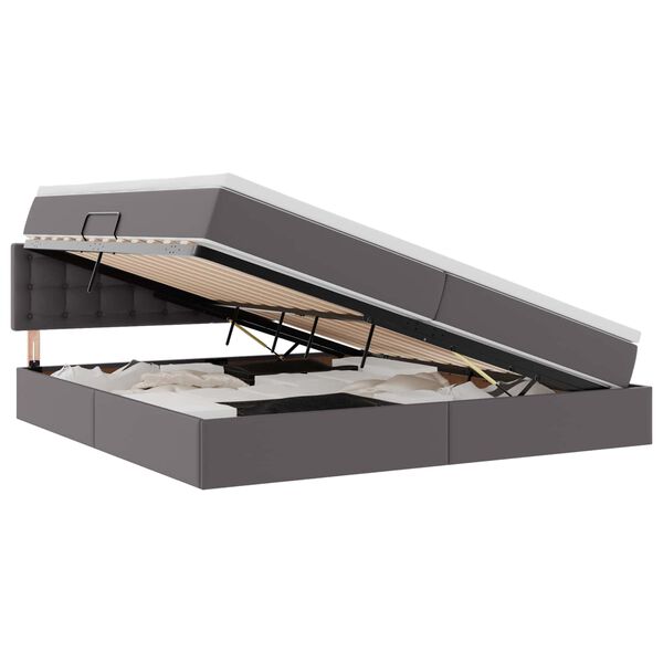 vidaXL Postelja z dodatnim prostorom za shranjevanje in vzmetnico Siva