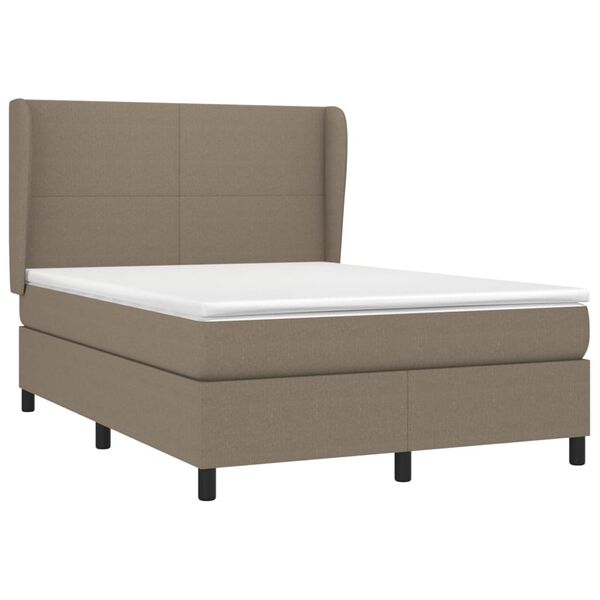 vidaXL Box spring postelja z vzmetnico taupe 140x200 cm blago