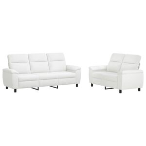 vidaXL Kavčna garnitura 2 pcs Bela Blago