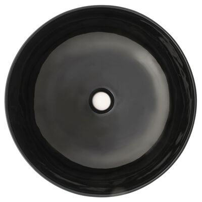 vidaXL Keramični umivalnik okrogel črne barve 41,5x13,5 cm