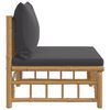vidaXL Vrtni sredinski kavč s temno sivimi blazinami bambus