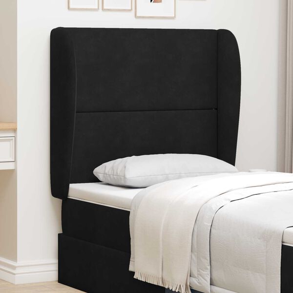 vidaXL U&scaron;esni vzglavnik Črna 80 x 23 x 6 cm Žamet