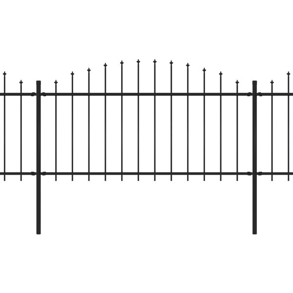 vidaXL Vrtna ograja s suličastim vrhom jeklo 714,5 x 150 cm črna