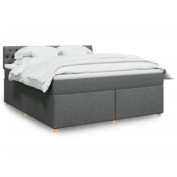 vidaXL Box spring postelja z vzmetnico temno siva 180x200 cm blago