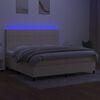 vidaXL Box spring postelja z vzmetnico LED krem 200x200 cm blago