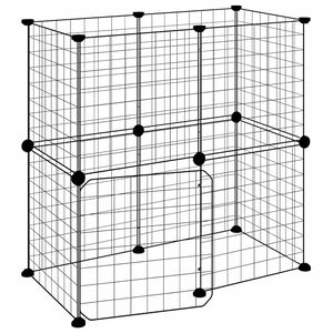 vidaXL Ograda za hi&scaron;ne ljubljenčke z 12 paneli črna 70x35x70 cm jeklo