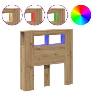 vidaXL LED posteljno vzglavje artisan hrast 100x18,5x103,5 cm inž. les