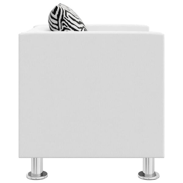 vidaXL Fotelj belo umetno usnje