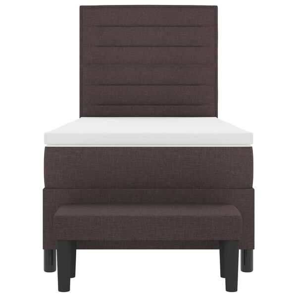 vidaXL Postelja z vzmetnico z vzmetnico Temno rjava 90 x 190 cm blago