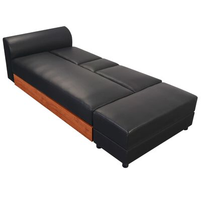 vidaXL Kavč z ležiščem črne barve umetno usnje