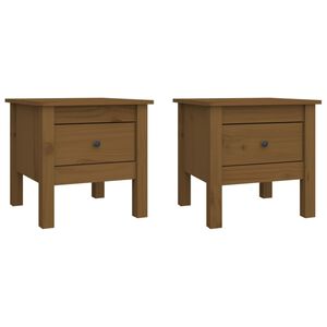 vidaXL Stranske mizice 2 kosa medeno rjave 40x40x39 cm trdna borovina