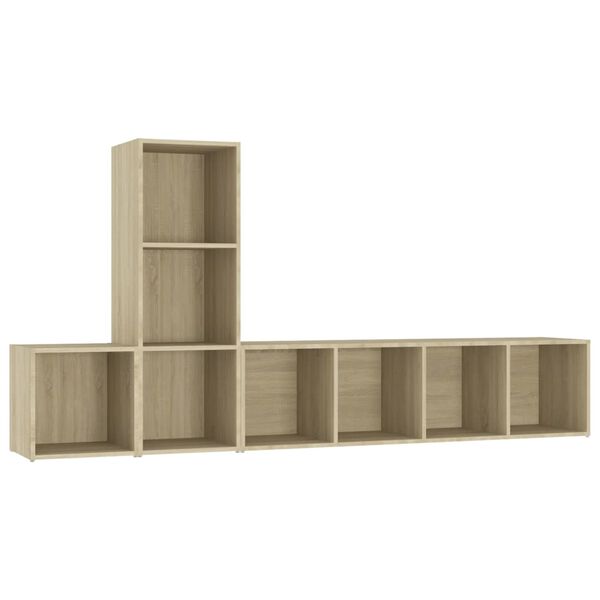 vidaXL Komplet TV omaric 3-delni sonoma hrast iverna plo&scaron;ča