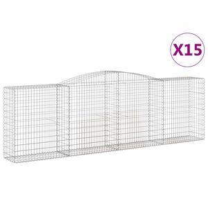 vidaXL Obokane gabion ko&scaron;are 15 kosov 400x50x120/140cm cinkano železo