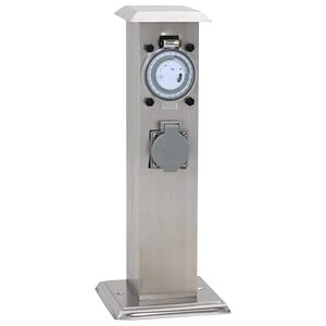 Vrtni stebriček z vtičnicami iz nerjavečega jekla in časovnikom