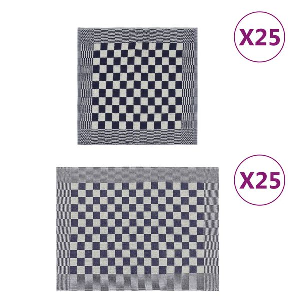 vidaXL Komplet brisač 50-delni moder in bel bombaž