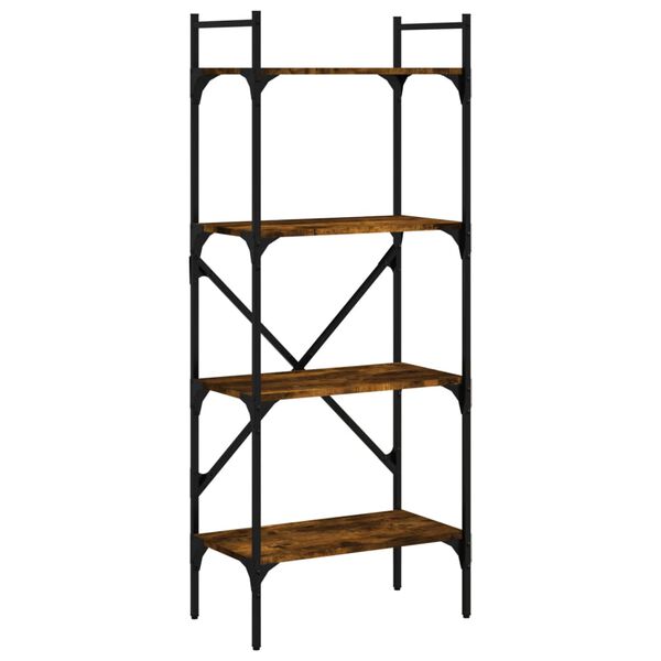 vidaXL Knjižna omara 4-nadstropna dim. hrast 56x31,5x138,5 cm inž. les