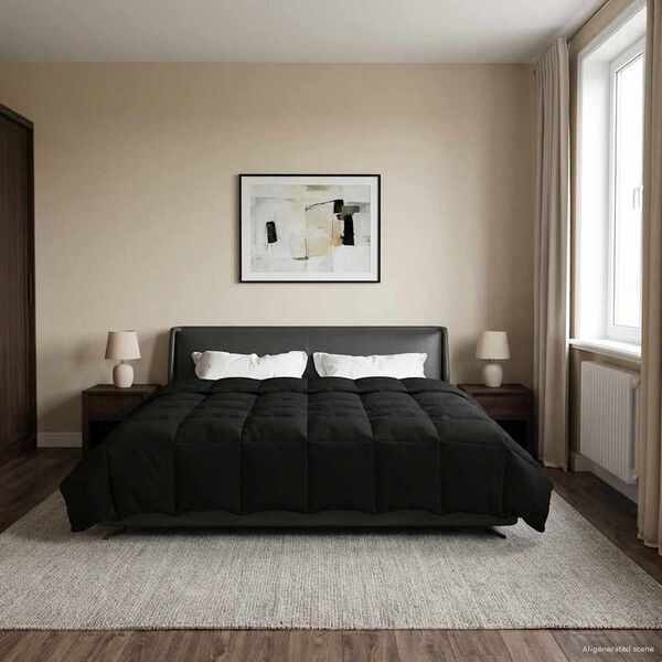 vidaXL Polna celoletna prevleka Črna 200 x 240 cm Mikrovlakna