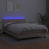 vidaXL Box spring postelja z vzmetnico LED kapučino 140x200 cm