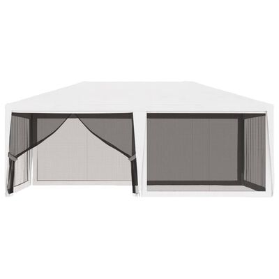 vidaXL Vrtni šotor s 4 mrežastimi stranicami 4x6 m bel