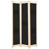 vidaXL Paravan 3-delni 120x170x4 cm črno blago