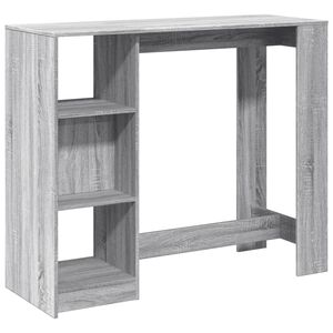 vidaXL Barska miza s policami siva sonoma 124x46x103,5 cm inž. les