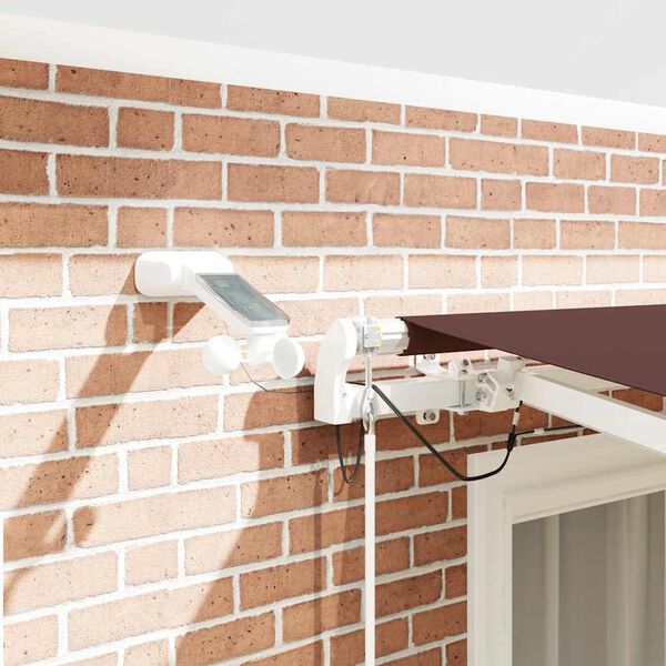 vidaXL Avtomatsko zložljiva tenda z LED rjava 300x250 cm