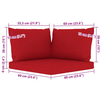 vidaXL Vrtna sedežna garnitura 10-delna z rdečimi blazinami
