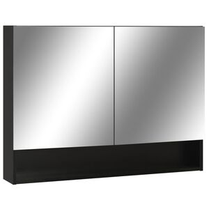 vidaXL LED kopalni&scaron;ka omarica z ogledalom črna 80x15x60 cm MDF
