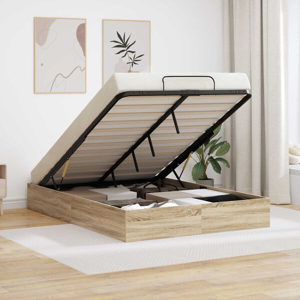 vidaXL Ottomanska postelja Sonoma hrast 193 x 140 x 25 cm