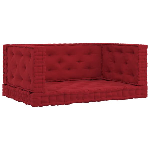 vidaXL Talne blazine za palete 4 kosi bordo rdeče bombaž