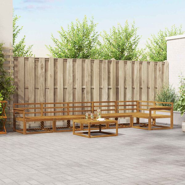 vidaXL Zunanja garnitura za sedenje 7 pcs Naravna Masiven les akacije