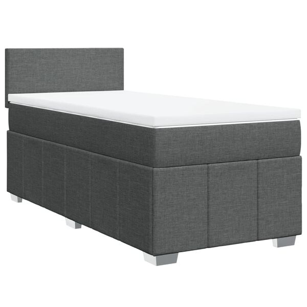 vidaXL Box spring postelja z vzmetnico temno siva 90x190 cm blago