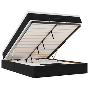 vidaXL Otomanska postelja z vzmetnico črna 140x190 cm žamet