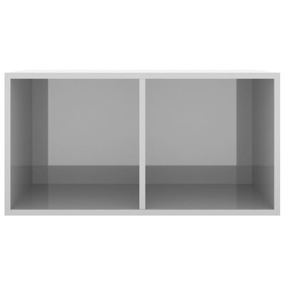 vidaXL Škatla za shranjevanje plošč visok sijaj siva 71x34x36 cm les