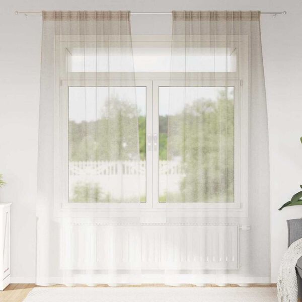 vidaXL Voile zavesa z zavesami 2 pcs Pe&scaron;čena 225 x 140 cm Poliester