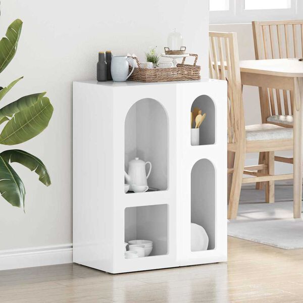 vidaXL Strani &scaron;al Visok sijaj bela 59 x 35 x 80.5 cm Konstruiran les