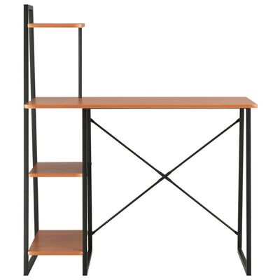 vidaXL Pisalna miza s policami črna in rjava 102x50x117 cm