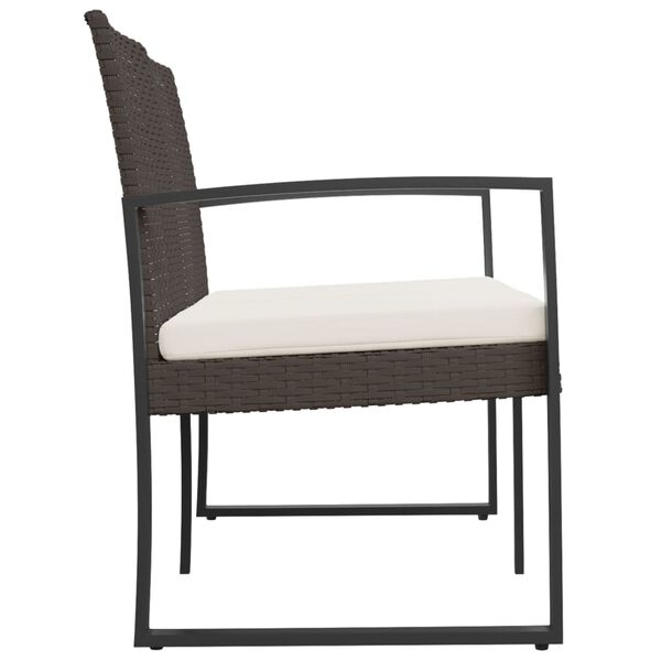 vidaXL Vrtna klop z dvema sediščema z blazinami rjav PP ratan