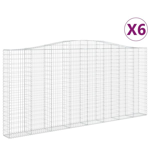 vidaXL Obokane gabion ko&scaron;are 6 kosov 400x30x180/200cm pocinkano železo