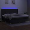 vidaXL Box spring postelja z vzmetnico LED črna 200x200 cm blago