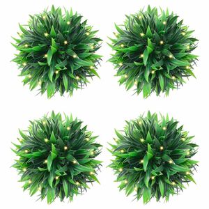 vidaXL Umetni pu&scaron;pani okrogli z LED lučmi 4 kosi zelene 15 cm