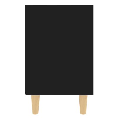 vidaXL Nočna omarica z lesenimi nogami 2 kosa črna 40x30x50 cm