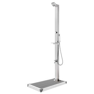 vidaXL Vrtni tu&scaron; s sivim podstavkom 225 cm nerjaveče jeklo