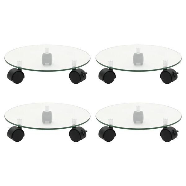 vidaXL Vozički za rastline 4 kosi 28 cm kaljeno steklo okrogli